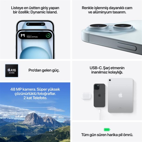 iPhone 15 128 Gb Akıllı Telefon Mavi