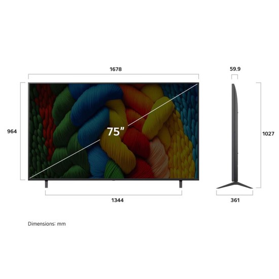 LG 75NANO80A6B 75 inç 190 cm UHD 4K Smart TV AI Sihirli Kumanda webOS25,Uydu Alıcı